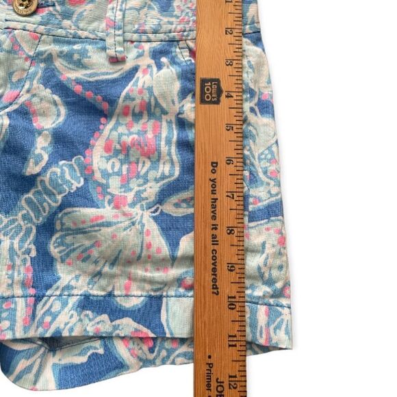 Lilly Pulitzer Callahan Knit Shorts Size 00 Into the Deep Blue Pink Shells EUC - Picture 4 of 6